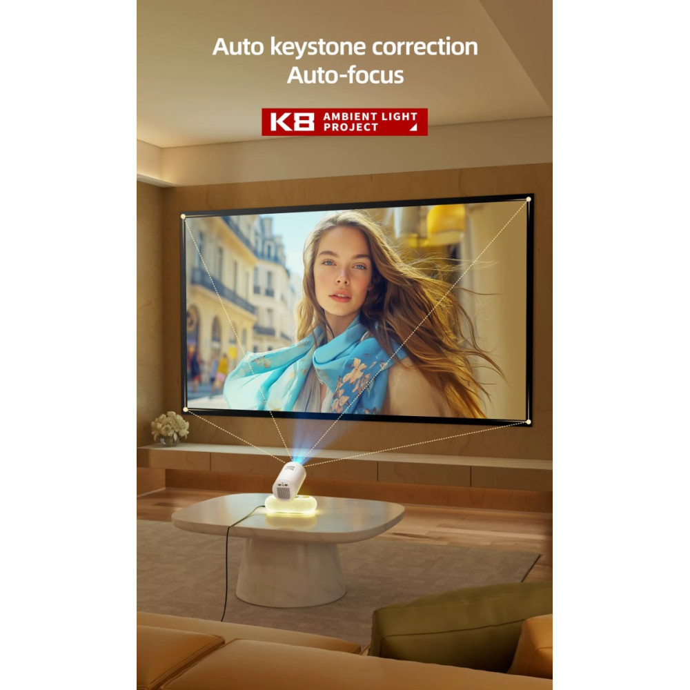 Проектор K8-KTV (Android 13, 4K, 500 Ansi, Bluetooth+WiFi, 1080P)