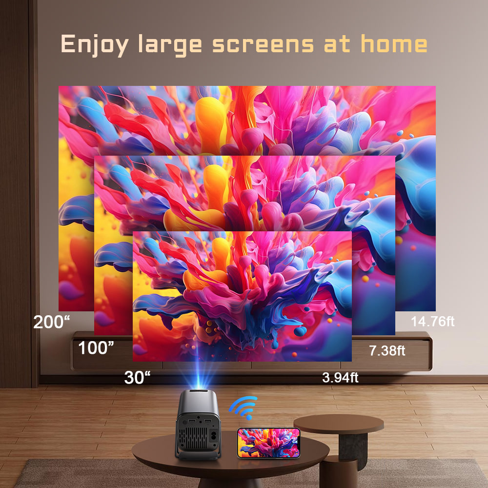 Проектор Q320 (Android 12, 120 lumen, Bluetooth + WiFi, 1280*720P, 1Gb+8Gb)