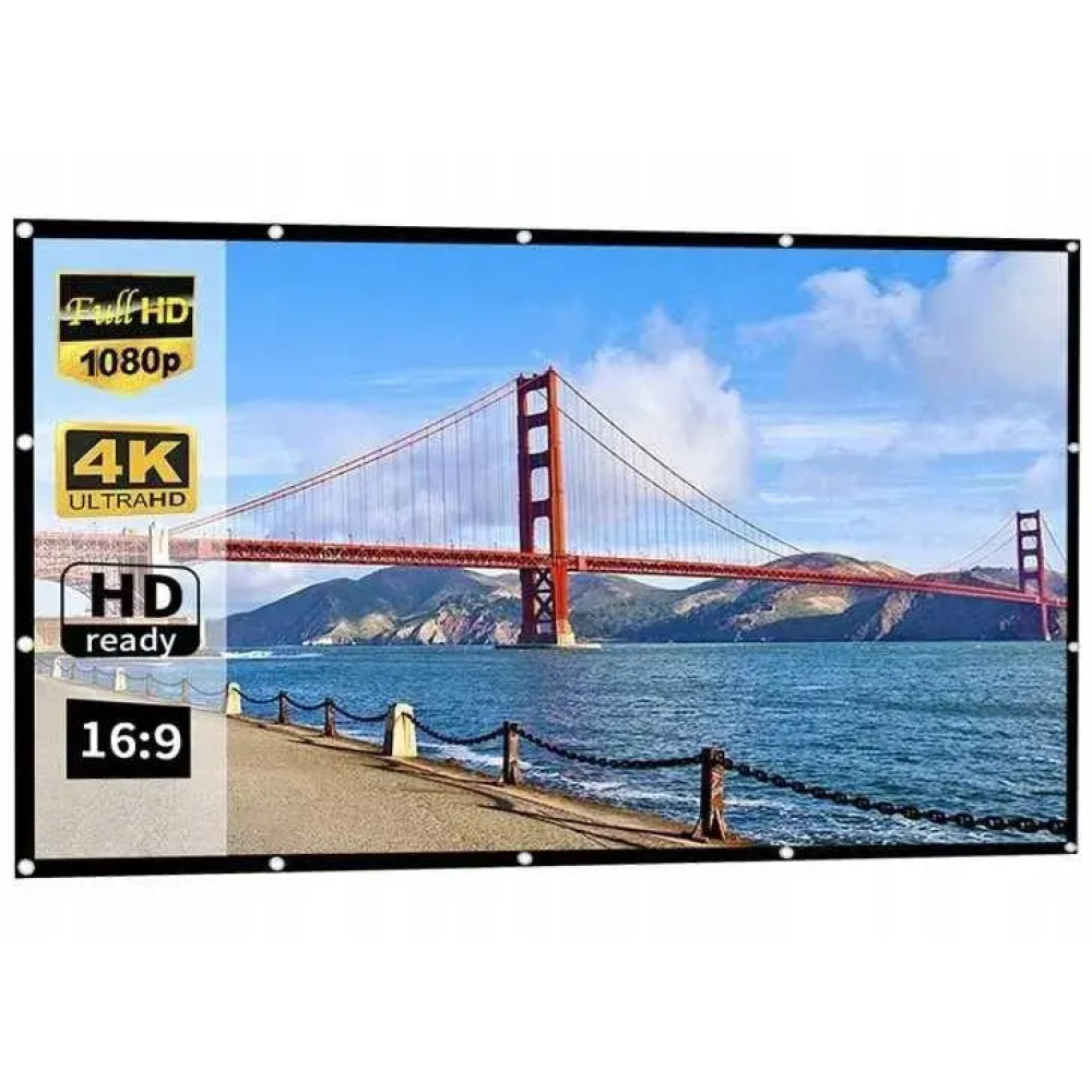 Екран для проектора 16:9, 72 дюймів (159х90см) кріплення на гачках (щільность 85грм)