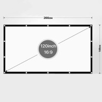 Екран для проектора 16:9, 120 дюймів (266х148см) кріплення на гачках (щільность 85грм)