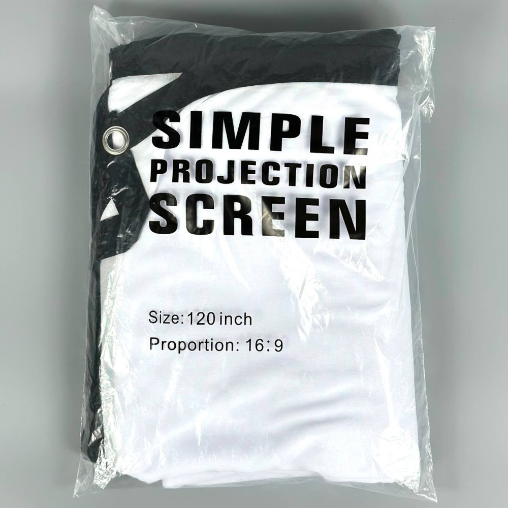 Екран для проектора 16:9, 120 дюймів (266х148см) кріплення на гачках (щільность 85грм)