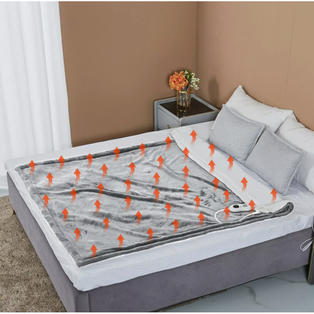 Електрична ковдра Soft fleece (130*150см) з таймером та 10 режимів температури від 220V