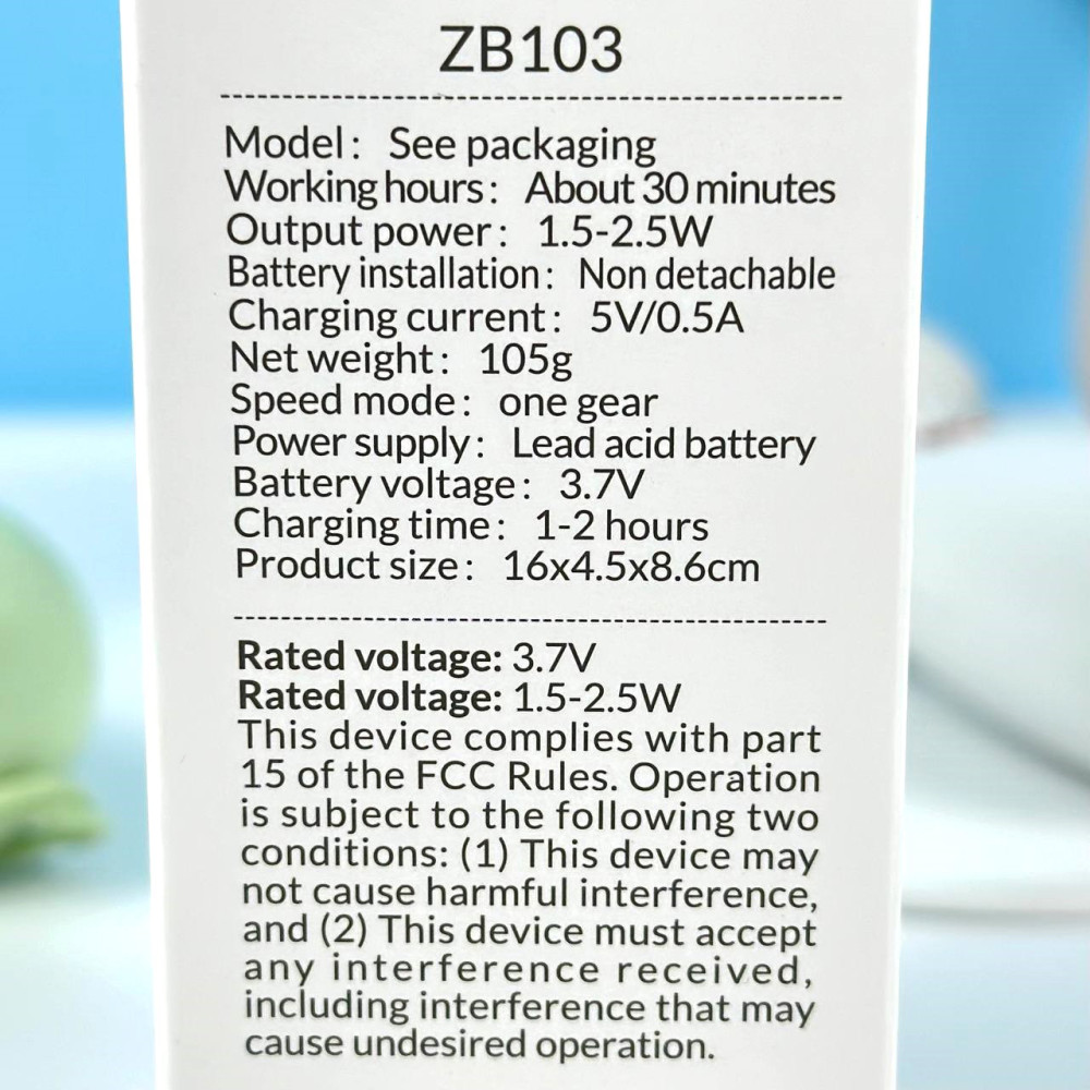 Вентилятор ZB103 Mini Led (з вбуд. акум.) (16,0см)