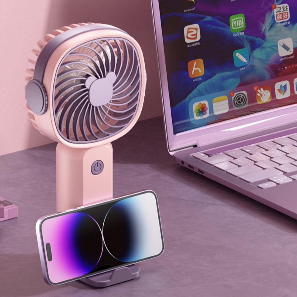 Вентилятор KLW-F8 Mini з підставкою для телефону (з вбуд. акум.) (17cm)