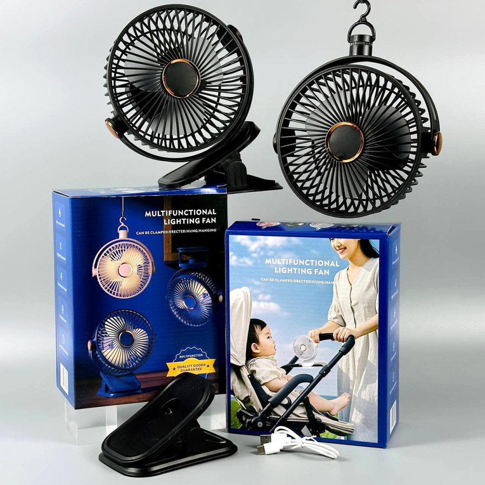 Вентилятор Mini 31 3in1 на прищіпці, підвісний з нахилом (з вбуд. акум.) (19,2cm)