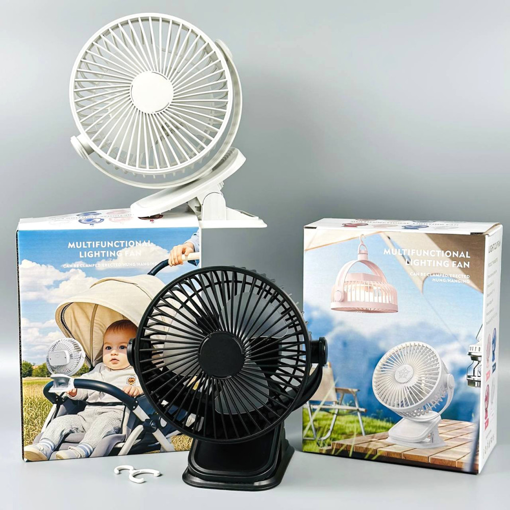 Вентилятор Mini 33 3in1 на прищіпці, підвісний з нахилом (з вбуд. акум.) (19,5cm)