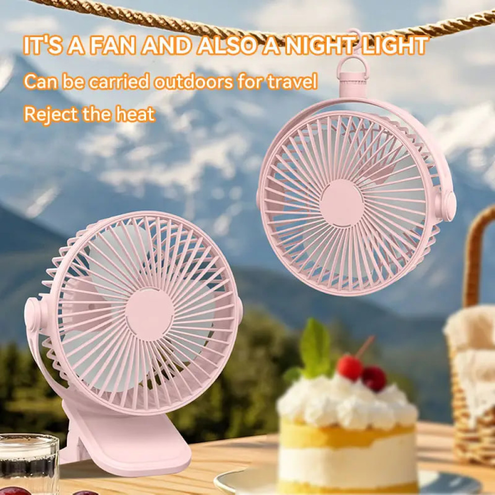 Вентилятор Mini 33 3in1 на прищіпці, підвісний з нахилом (з вбуд. акум.) (19,5cm)