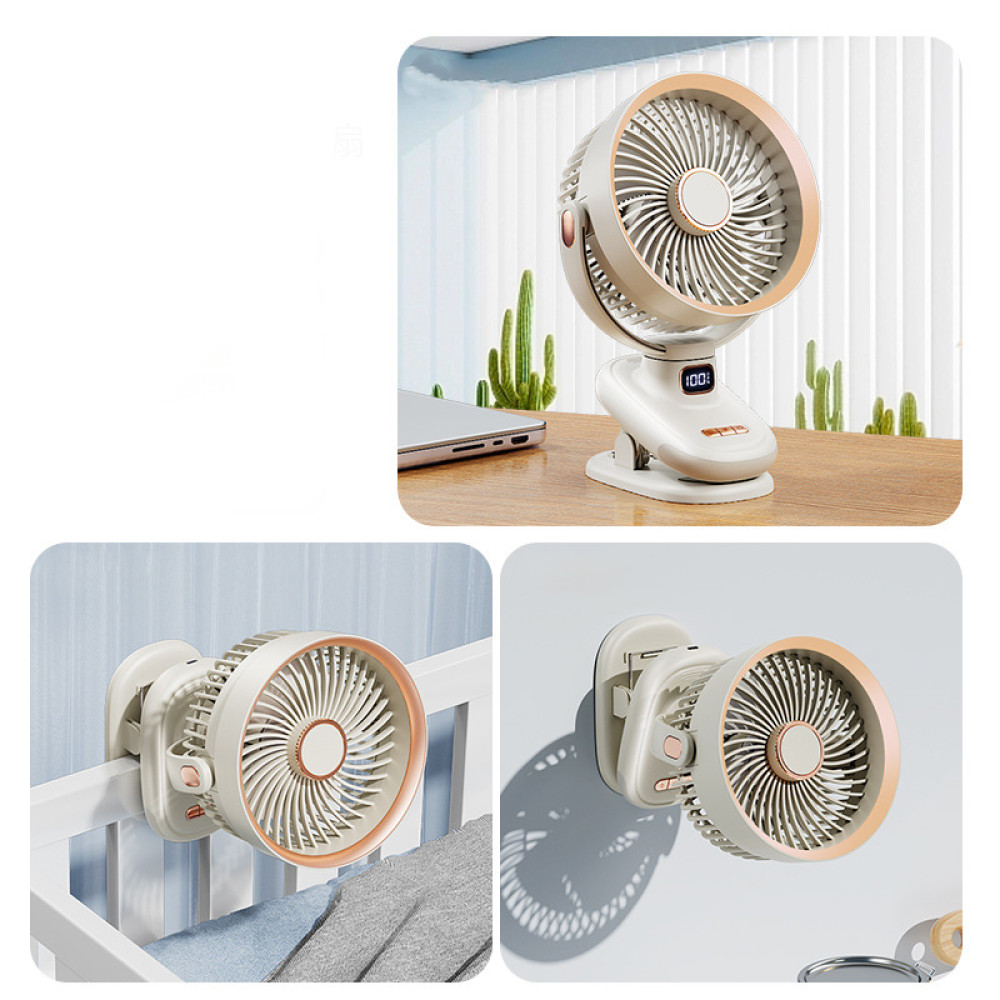 Вентилятор S6 3in1 на прищіпці з нахилом 2400mAh (з вбуд. акум.) (26cm)