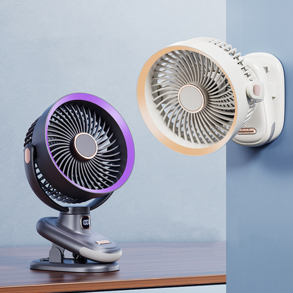 Вентилятор S6 3in1 на прищіпці з нахилом 2400mAh (з вбуд. акум.) (26cm)