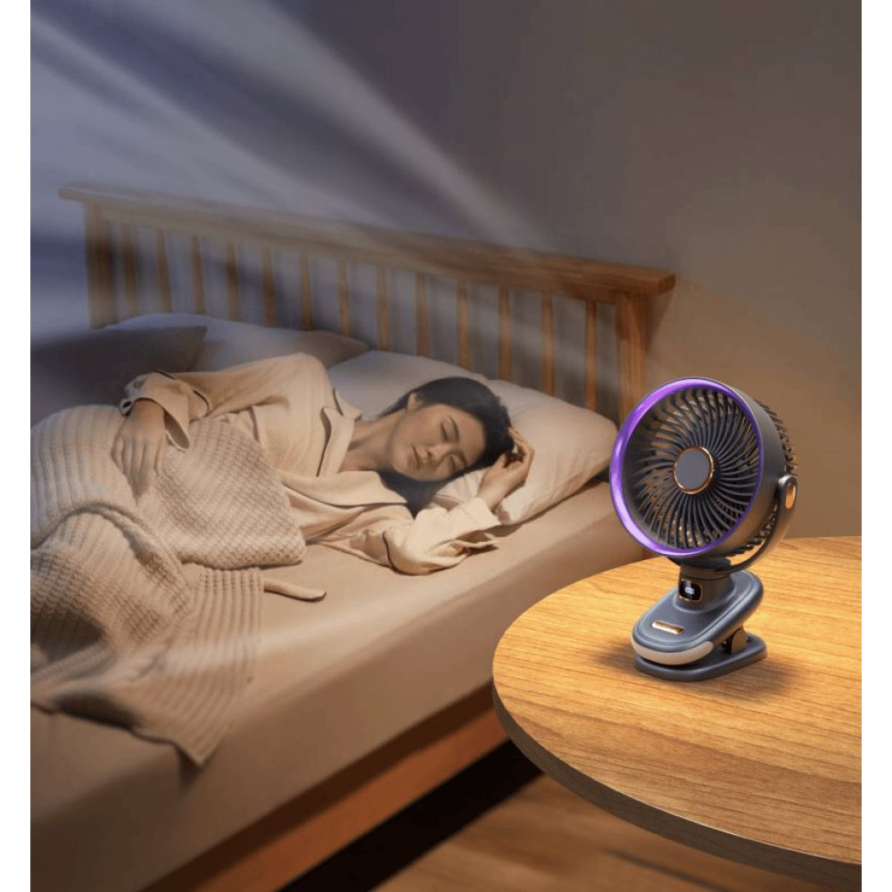 Вентилятор S6 3in1 на прищіпці з нахилом 2400mAh (з вбуд. акум.) (26cm)