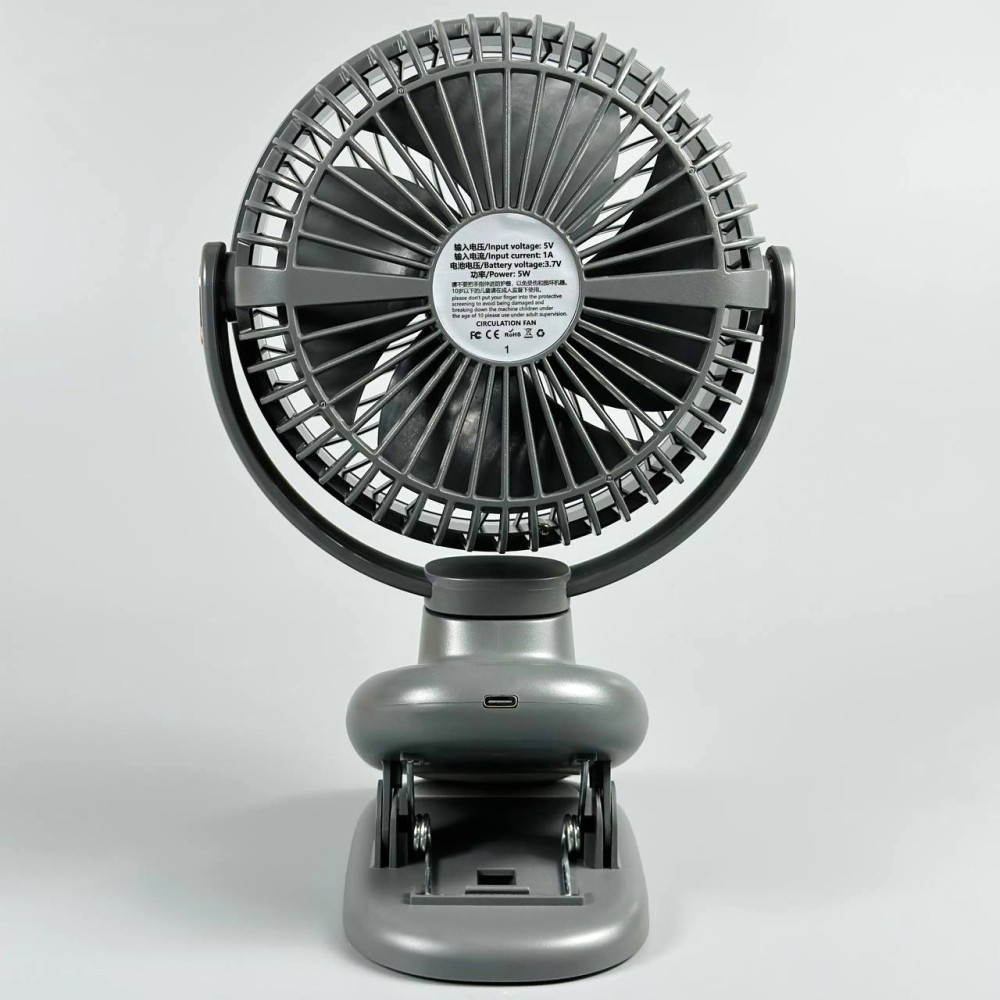 Вентилятор S6 3in1 на прищіпці з нахилом 2400mAh (з вбуд. акум.) (26cm)