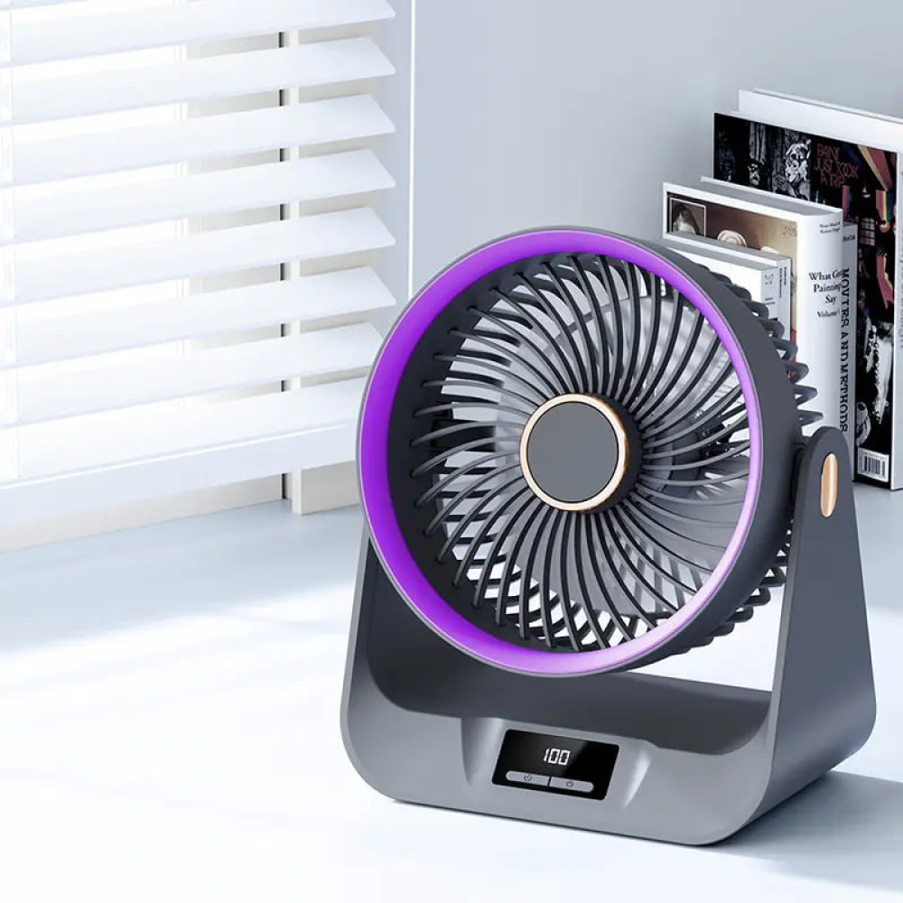 Вентилятор S2 настільний з нахилом та цифровим дисплеєм 3600mAh (з вбуд. акум.) (20сm)