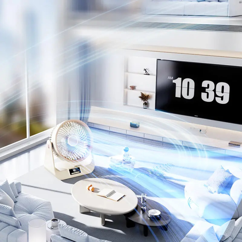 Вентилятор S2 настільний з нахилом та цифровим дисплеєм 3600mAh (з вбуд. акум.) (20сm)