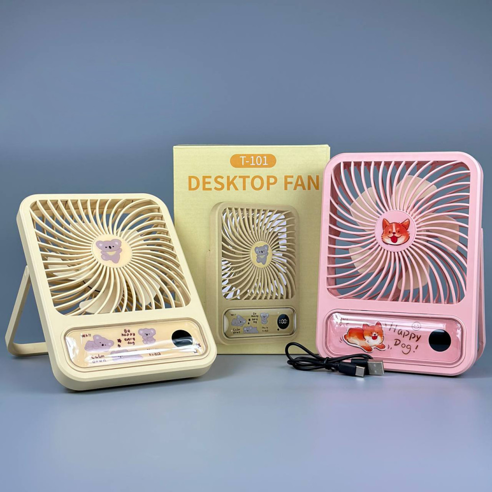 Вентилятор T101 настільний, з цифровим дисплеєм 1200mAh (з вбуд. акум.) (18,4см)