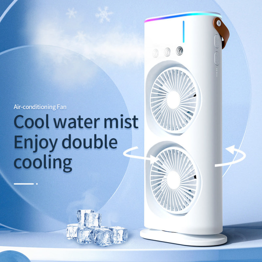 Вентилятор Double Spray Fan LED з контейнером для льоду від USB (37,5см)