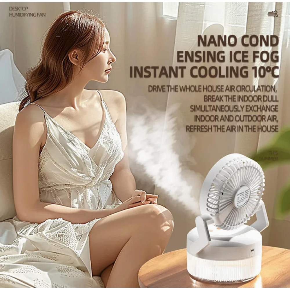 Вентилятор SGD-168 LED настільний з функцією охолодження повітря (з вбуд. акум.) (16,1см)