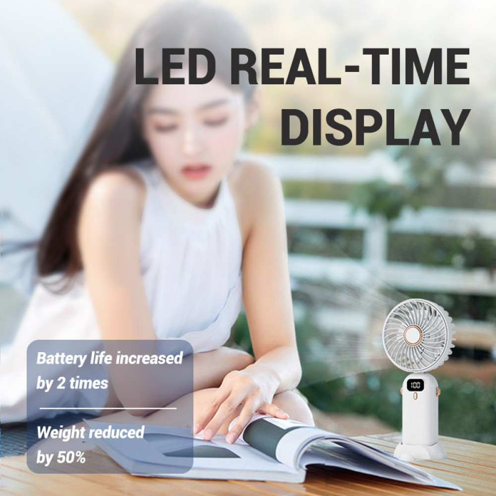 Вентилятор F015 складаний 3in1 Led display (з вбуд. акум.) (19,5см)