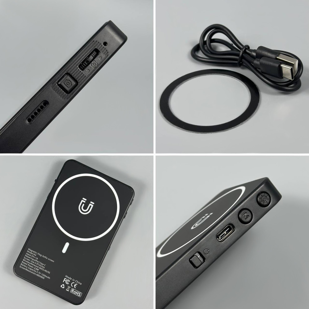 Магнітний екран для селфі задньої камери A4 Vlog Selfie Monitor 3.97inch Screen 1500mAh, WiFi 2.4G