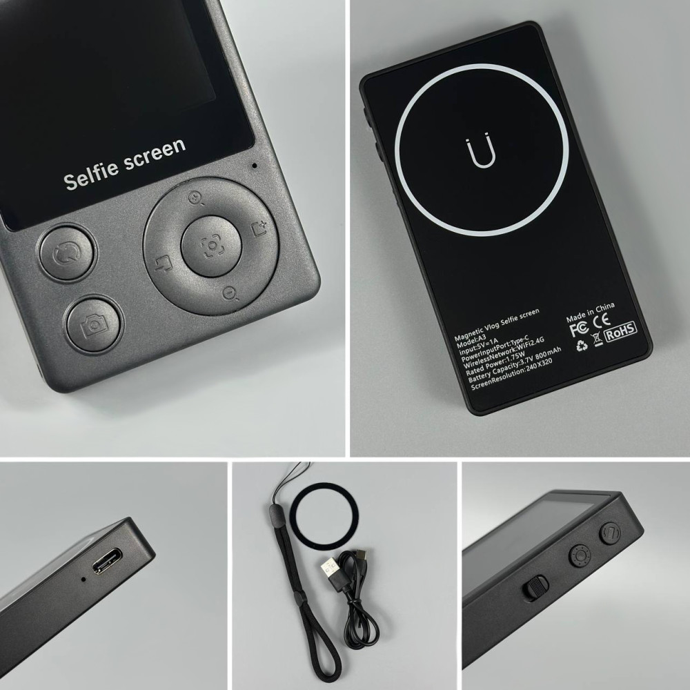 Магнітний екран для селфі задньої камери A3 Mini Vlog Selfie Monitor 800mAh, WiFi 2.4G