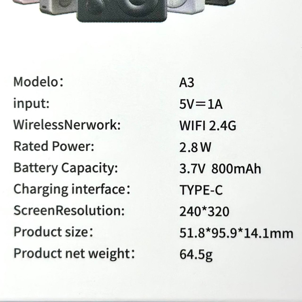 Магнітний екран для селфі задньої камери A3 Mini Vlog Selfie Monitor 800mAh, WiFi 2.4G