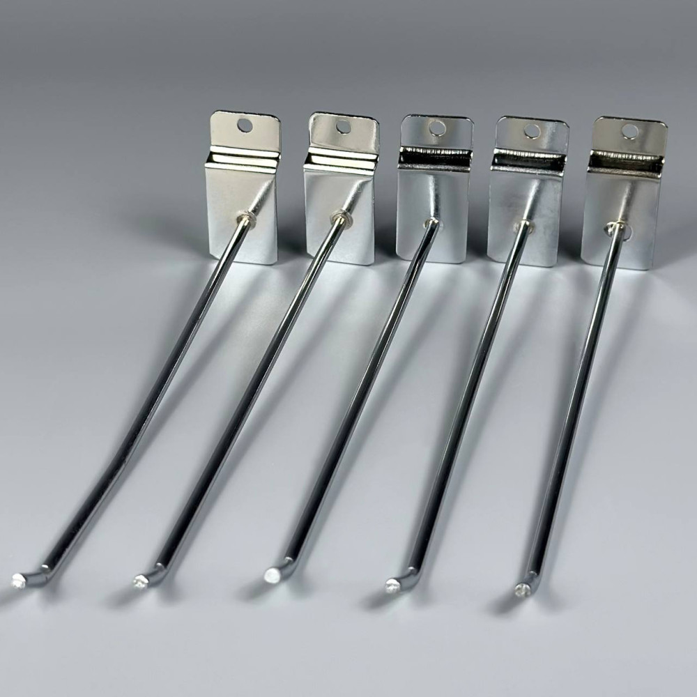 Гачок одинарний хромований на економпанель 190мм (d=4мм)