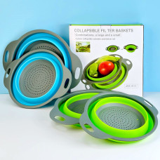 Друшлаг складний силіконовий JM-611 2 в1 Collapsible filter baskets