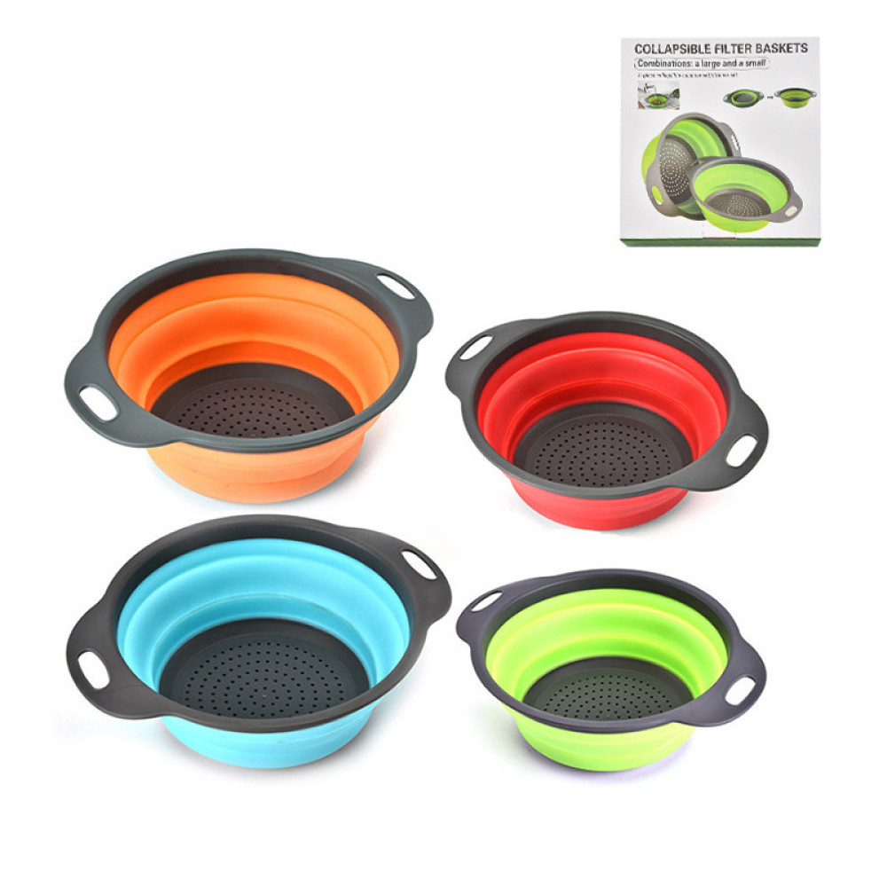 Друшлаг складний силіконовий JM-611 2 в1 Collapsible filter baskets