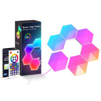 Настінні модульні Smart LED панелі соти LXQG01 RGBIC з Bluetooth та пультом, від USB (набір із 6 шт.)