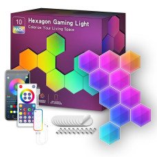 Настінні модульні Smart LED панелі соти LXQG01 RGBIC з Bluetooth та пультом, від USB (набір із 10 шт.)