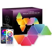 Настінні модульні Smart LED панелі трикутники LXQG06 RGBIC з Bluetooth та пультом, від USB (набір із 6шт.)