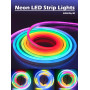 Світлодіодна стрічка (силіконова) NEON LED 2835 RGB Програмований Біг 5m, 12V-220V з пультом дистанційного керування, водостійка