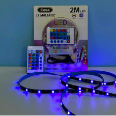 Світлодіодна стрічка LED COBA CB-5050 RGB 2m 60Led, 4.8W USB з пультом дистанційного керування