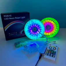 Світлодіодна стрічка (силіконова) RGB-IC Smart Led Neon Rope Light 5m Wi-Fi+Bluetooth, 12V-220V з пультом дистанційного керування, IP67