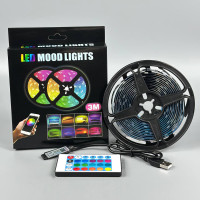 Світлодіодна стрічка LED Mood Lights 5050 RGB (3m, Bluetooth, з пультом, від USB) 