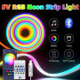 УЦІНКА Силіконова стрічка Led Neon RGB+Warm White (5m, Bluetooth, з пультом, від USB, IP67) (працює на половину)