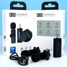 Бездротовий подвійний мікрофон петличний K35 з роз'ємом Jack 3.5 для блогера
