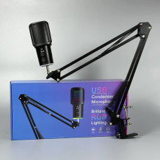 Мікрофон студійний SU9-XB з RGB та стійкою-пантографом від USB (конденсаторний)