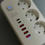 Мережевий подовжувач Power Socket No3454 4USB+2Type-C 3 розетки 2500W 2m