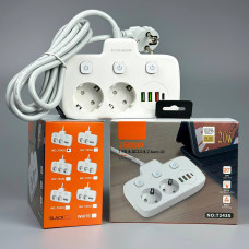 Мережевий подовжувач Power Socket No.T2435 3USB+Type-C 2 розетки 2500W 2m
