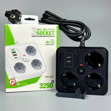 Мережевий подовжувач Power Socket BKL-E34 2USB+2Type-C 3 розетки 3250W 2m