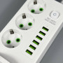 Мережевий подовжувач (з бездротовою зарядкою) Power Socket 993U 6USB 3 розетки 3000W 2m