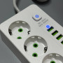 Мережевий подовжувач (з бездротовою зарядкою) Power Socket 993U 6USB 3 розетки 3000W 2m