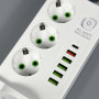 Мережевий подовжувач (з бездротовою зарядкою) Power Socket 993PD 5USB+Type-C 3 розетки 3000W 2m