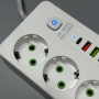 Мережевий подовжувач (з бездротовою зарядкою) Power Socket 993PD 5USB+Type-C 3 розетки 3000W 2m