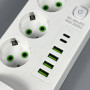 Мережевий подовжувач (з бездротовою зарядкою) Power Socket 993-2PD 4USB+2Type-C 3 розетки 3000W 2m