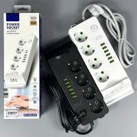 Мережевий подовжувач (з бездротовою зарядкою) Power Socket 994U 6USB 4 розетки 3000W 2m