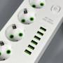 Мережевий подовжувач (з бездротовою зарядкою) Power Socket 994U 6USB 4 розетки 3000W 2m