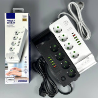 Мережевий подовжувач (з бездротовою зарядкою) Power Socket 994PD 5USB+Type-C 4 розетки 3000W 2m