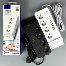 Мережевий подовжувач (з бездротовою зарядкою) Power Socket 994-2PD 4USB+2Type-C 4 розетки 3000W 2m