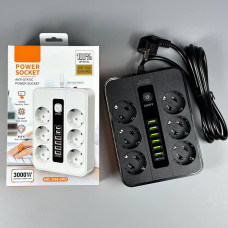 Мережевий подовжувач Power Socket F54U 6USB 6 розеток 3000W 2m